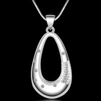 Brass Jewelry Pendants, Teardrop, real silver plated, hollow, lead & cadmium free, 16x32mm, Hole:Approx 3-5mm, Sold By PC
