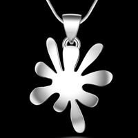 Brass Jewelry Pendants, Flower, real silver plated, lead & cadmium free, 17x32mm, Hole:Approx 3-5mm, Sold By PC