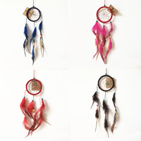 Fashion Dream Catcher, Iron, with Feather & Nylon Cord & Wood, more colors for choice, lead & cadmium free, 90mm, Sold By PC