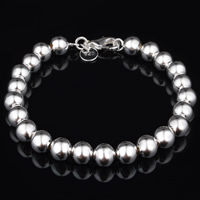 Brass Bracelet Round real silver plated lead & cadmium free 8mm Sold Per Approx 7 Inch Strand