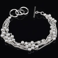 Brass Bracelet real silver plated frosted lead & cadmium free 12mm Sold Per Approx 8 Inch Strand