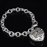 Brass Bracelet Heart real silver plated hollow lead & cadmium free 26mm Sold Per Approx 8 Inch Strand