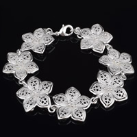 Brass Bracelet Flower real silver plated lead & cadmium free 21mm Sold Per Approx 7 Inch Strand