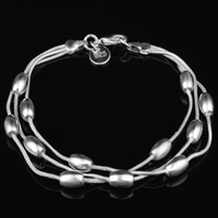 Brass Bracelet, real silver plated, 3-strand, lead & cadmium free, 7mm, Sold Per Approx 7 Inch Strand