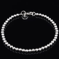 Brass Bracelet, Round, real silver plated, ball chain, lead & cadmium free, 4mm, Sold Per Approx 8 Inch Strand