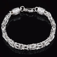 Brass Bracelet, real silver plated, byzantine chain, lead & cadmium free, 6mm, Sold Per Approx 8 Inch Strand