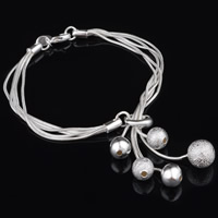 Brass Bracelet real silver plated  & frosted lead & cadmium free 10mm Sold Per Approx 8 Inch Strand