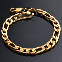 Brass Bracelet, 18K gold plated, figaro chain, lead & cadmium free, 8mm, Sold Per Approx 8.5 Inch Strand