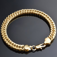 Brass Bracelet, 18K gold plated, wheat chain, lead & cadmium free, 8mm, Sold Per Approx 8 Inch Strand