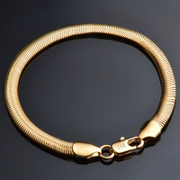 laiton bracelet, Plaqué d'or 18K, chaîne de chevrons, sans plomb et cadmium, 6mm, Vendu par Environ 8 pouce brin