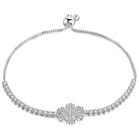 Cubic Zirconia Micro Pave Brass Bracelet Snowflake real silver plated Christmas jewelry & box chain & micro pave cubic zirconia lead & cadmium free 18mm Sold Per Approx 7.5 Inch Strand