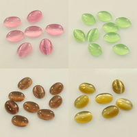 Cats Eye Cabochons, Horse Eye, different size for choice & flat back, mixed colors, 5x7x2mm, 100PCs/Lot, Sold By Lot