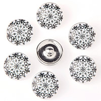 Jewelry Snap Button, Tibetan Style, with Glass, Flat Round, platinum color plated, time gem jewelry & decal, lead & cadmium free, 18mm, 10PCs/Bag, Sold By Bag