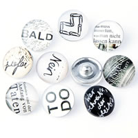 Jewelry Snap Button Zinc Alloy with Glass platinum color plated time gem jewelry & with letter pattern & mixed & decal lead & cadmium free 18mm Sold By Bag