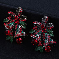 Christmas Brooches Zinc Alloy Christmas Bell plated Christmas jewelry & with rhinestone nickel lead & cadmium free 27mm Sold By PC