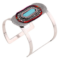 Tibetan Style Cuff Bangle, with Wool & Resin, pendulum, antique silver color plated, with painted, lead & cadmium free, 60mm, Inner Diameter:Approx 60mm, Length:Approx 7 Inch, Sold By PC