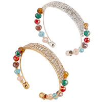 Tibetan Style Cuff Bangle, with Crystal, plated, faceted & with rhinestone, more colors for choice, lead & cadmium free, 15mm, Inner Diameter:Approx 60mm, Length:Approx 7 Inch, Sold By PC