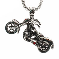 Titanium Steel Pendants, Motorcycle, with rhinestone & blacken, 37x30mm, Hole:Approx 3-5mm, Sold By PC