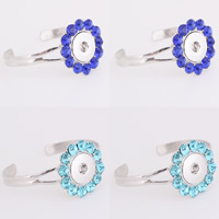 Snap Button Bracelet, Tibetan Style, Flower, platinum color plated, for woman & with rhinestone, more colors for choice, lead & cadmium free, 18mm, Inner Diameter:Approx 6mm, Sold Per Approx 7 Inch Strand