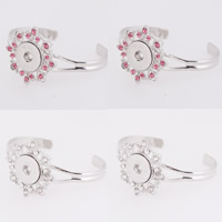 Snap Button Bracelet Zinc Alloy Flower platinum color plated for woman & with rhinestone lead & cadmium free 18mm Inner Approx 6mm Sold Per Approx 7 Inch Strand