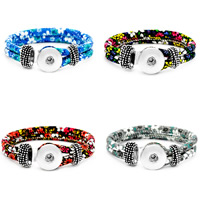 Snap Button Bracelet, Tibetan Style, with PU Leather, plated, for woman, more colors for choice, lead & cadmium free, 18mm, Inner Diameter:Approx 6mm, Sold Per Approx 7 Inch Strand
