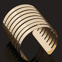 Jern Cuff Bangle, guldfarve belagt, bly & cadmium fri, 65mm, Indvendig diameter:Ca. 60mm, Længde Ca. 7 inch, Solgt af PC