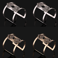Iron Cuff Bangle, plated, with rhinestone, more colors for choice, lead & cadmium free, 60mm, Inner Diameter:Approx 60mm, Length:Approx 7 Inch, Sold By PC