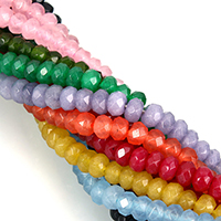 Farbowany Jade Koralik, Okrąg, fasetowany, mieszane kolory, 2x4mm, otwór:około 0.7mm, długość około 14.5 cal, 5nici/wiele, około 127komputery/Strand, sprzedane przez wiele