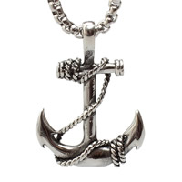 Titanium Steel Pendants, Anchor, nautical pattern & blacken, 25x35mm, Hole:Approx 3-5mm, Sold By PC