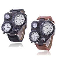 Men Wrist Watch, Cowhide, with Glass & Tibetan Style, plated, adjustable & for man & waterproof, more colors for choice, Length:Approx 9.4 Inch, 4PCs/Lot, Sold By Lot