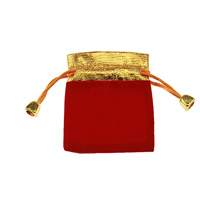 Katoenfluweel Koord Bag, met Nylon Koord, Rechthoek, rood, 100X120mm, 100pC's/Lot, Verkocht door Lot