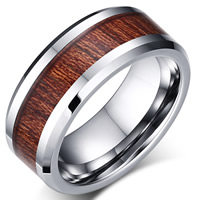Stainless Steel Finger Ring for Men, Tungsten Steel, with Paper, imitation wood & different size for choice & for man, original color, 8mm, Sold By PC