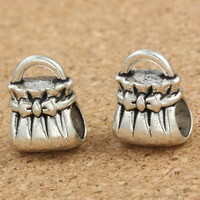 Tibetan Style European Beads, Handbag, antique silver color plated, without troll, lead & cadmium free, 8x10x2mm, Hole:Approx 5mm, 30PCs/Bag, Sold By Bag