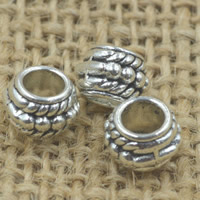 Tibetan Style European Beads, Drum, antique silver color plated, without troll, lead & cadmium free, 8x6mm, Hole:Approx 4mm, 30PCs/Bag, Sold By Bag