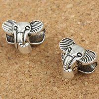 Tibetan Style European Beads, Elephant, antique silver color plated, without troll, lead & cadmium free, 8x10x11mm, Hole:Approx 4mm, 30PCs/Bag, Sold By Bag