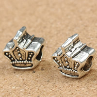 Tibetan Style European Beads, Crown, antique silver color plated, without troll, lead & cadmium free, 12x13x8mm, Hole:Approx 5mm, 30PCs/Bag, Sold By Bag