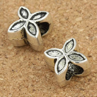 Tibetan Style European Beads Setting, Flower, antique silver color plated, without troll, lead & cadmium free, 10x7mm, Hole:Approx 5mm, 30PCs/Bag, Sold By Bag