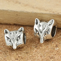 Zinc Alloy European Beads Fox antique silver color plated without troll lead & cadmium free Approx 5mm Sold By Bag