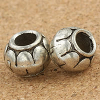 Tibetan Style European Beads, Drum, antique silver color plated, without troll, lead & cadmium free, 8x10mm, Hole:Approx 5mm, 30PCs/Bag, Sold By Bag