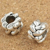 Tibetan Style European Beads, Drum, antique silver color plated, without troll, lead & cadmium free, 7x1mm, Hole:Approx 4mm, 30PCs/Bag, Sold By Bag