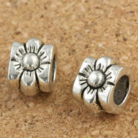 Tibetan Style European Beads, Flower, antique silver color plated, without troll, lead & cadmium free, 7x8x9mm, Hole:Approx 5mm, 30PCs/Bag, Sold By Bag