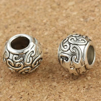 Tibetan Style European Beads, Drum, antique silver color plated, without troll, lead & cadmium free, 8x10mm, Hole:Approx 5mm, 30PCs/Bag, Sold By Bag
