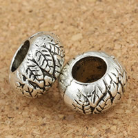 Tibetan Style European Beads, Rondelle, antique silver color plated, without troll, lead & cadmium free, 7x11mm, Hole:Approx 5mm, 30PCs/Bag, Sold By Bag