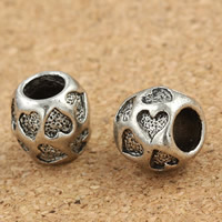 Tibetan Style European Beads, Drum, antique silver color plated, without troll, lead & cadmium free, 9x9mm, Hole:Approx 5mm, 30PCs/Bag, Sold By Bag