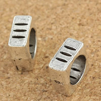 Tibetan Style Jewelry Beads, Square, antique silver color plated, large hole, lead & cadmium free, 5x10mm, Hole:Approx 7mm, 30PCs/Bag, Sold By Bag