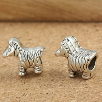 Tibetan Style European Beads, Horse, antique silver color plated, without troll, lead & cadmium free, 7x12mm, Hole:Approx 4mm, 30PCs/Bag, Sold By Bag
