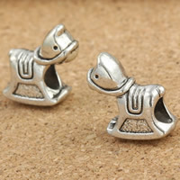Tibetan Style European Beads, Horse, antique silver color plated, without troll, lead & cadmium free, 7x13mm, Hole:Approx 5mm, 30PCs/Bag, Sold By Bag