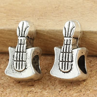 Tibetan Style European Beads, Guitar, antique silver color plated, without troll, lead & cadmium free, 6x9x10mm, Hole:Approx 5mm, 30PCs/Bag, Sold By Bag
