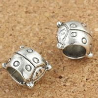 Tibetan Style European Beads, Drum, antique silver color plated, without troll, lead & cadmium free, 9x10mm, Hole:Approx 5mm, 30PCs/Bag, Sold By Bag