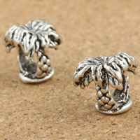 Tibetan Style European Beads, Tree, antique silver color plated, large hole, lead & cadmium free, 9x11x12mm, Hole:Approx 6mm, 30PCs/Bag, Sold By Bag